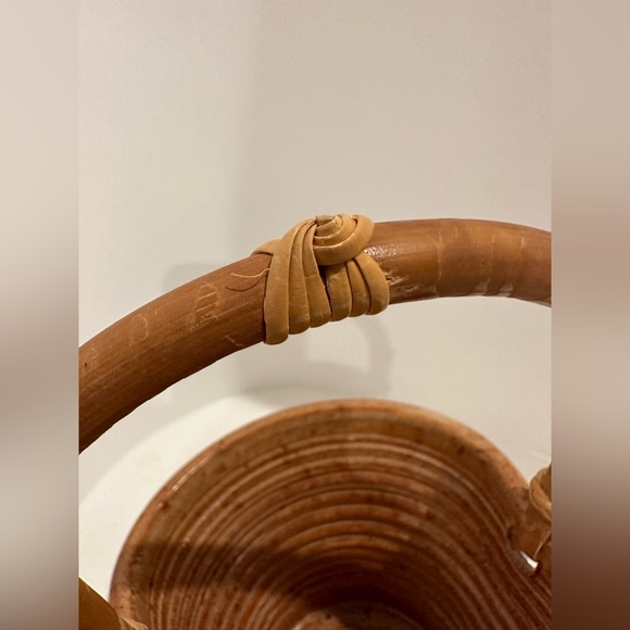 Vintage Studio Pottery Vessel Ikebana Bamboo Handle Signed (00499) - Picture 11 of 15